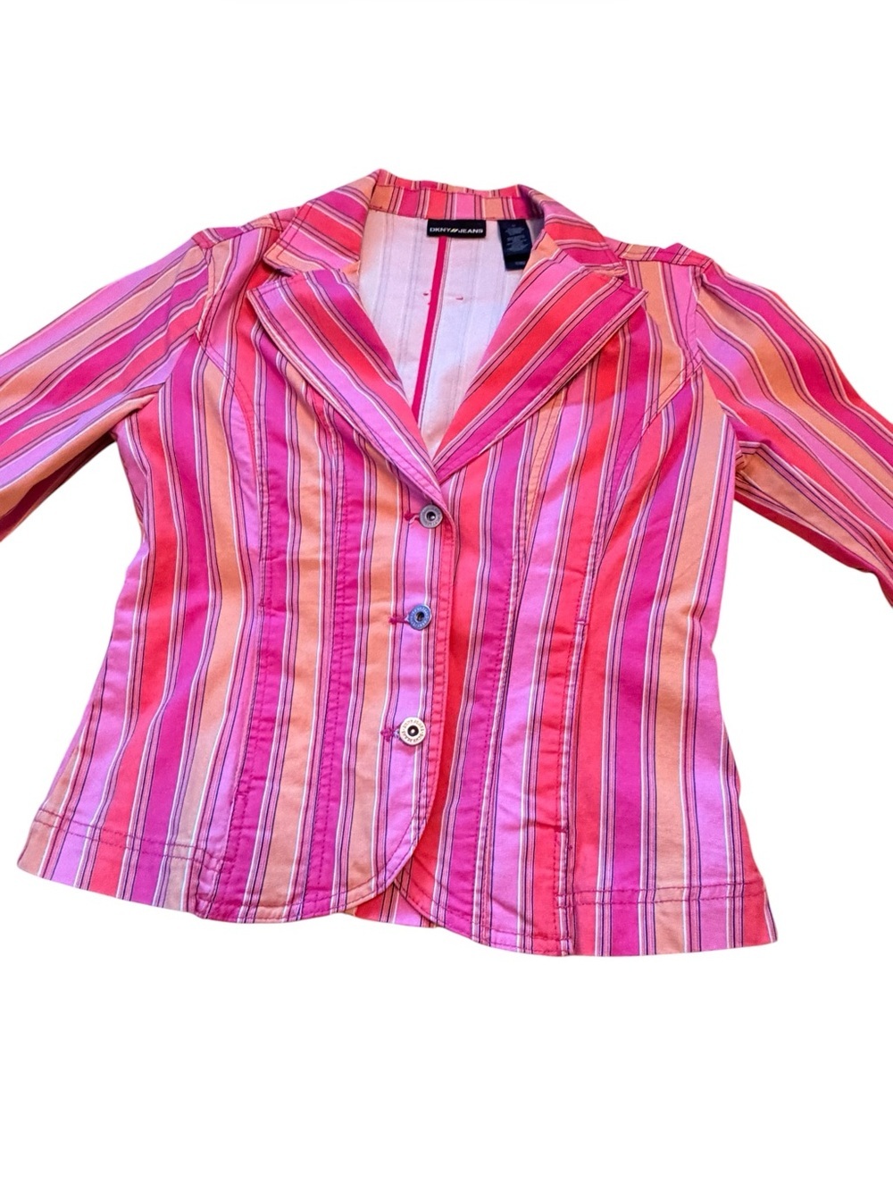 DKNY Pink & Orange Striped Tailored Blazer